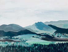 Load image into Gallery viewer, Close-up details of an original fine art mountain painting.