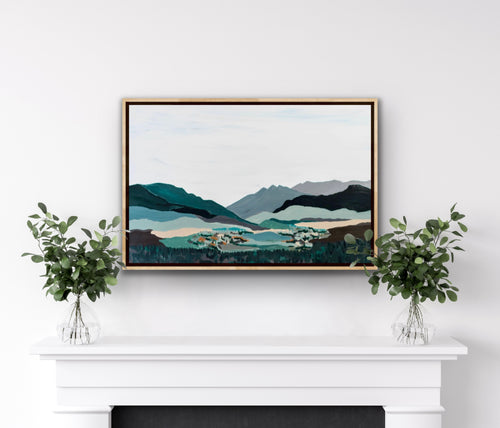 Fine art painting of a valley and mountains, based on a view in Aspen, Colorado.